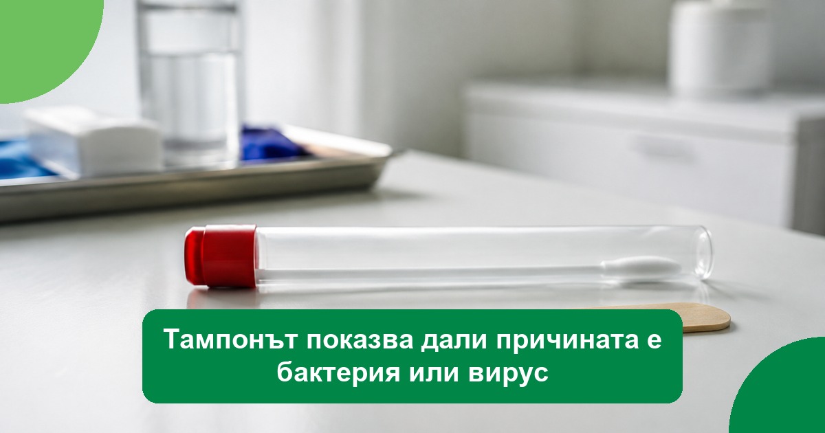 Вземане на гърлен секрет при преглед за налепи по сливиците